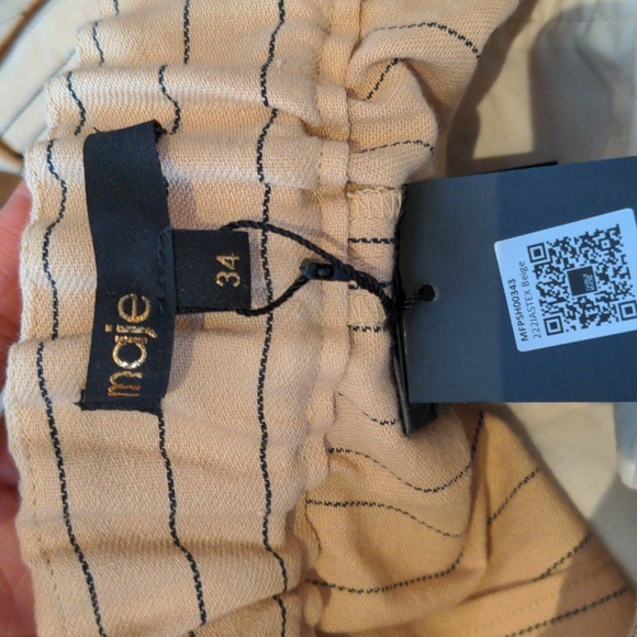 Maje cotton-linen pinstripe beige shorts NWT - Picture 5 of 6
